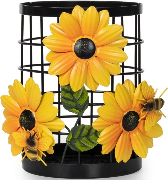 Sunflower Utensil Holder - Sunflower Kitchen Decor and Accessories, Utensil Caddy for Kitchen Countertop Decor, Sunflower Gifts for Women Sunflowers Country Crock Yellow Kitchen Utensils Organizer