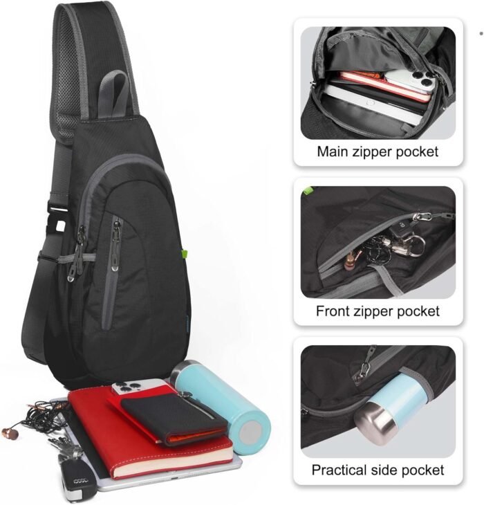 TITECOUGO Small Sling Bag, Lightweight Crossbody Backpack for Men Women, Shoulder Bag for Sports and Outdoor - Image 2