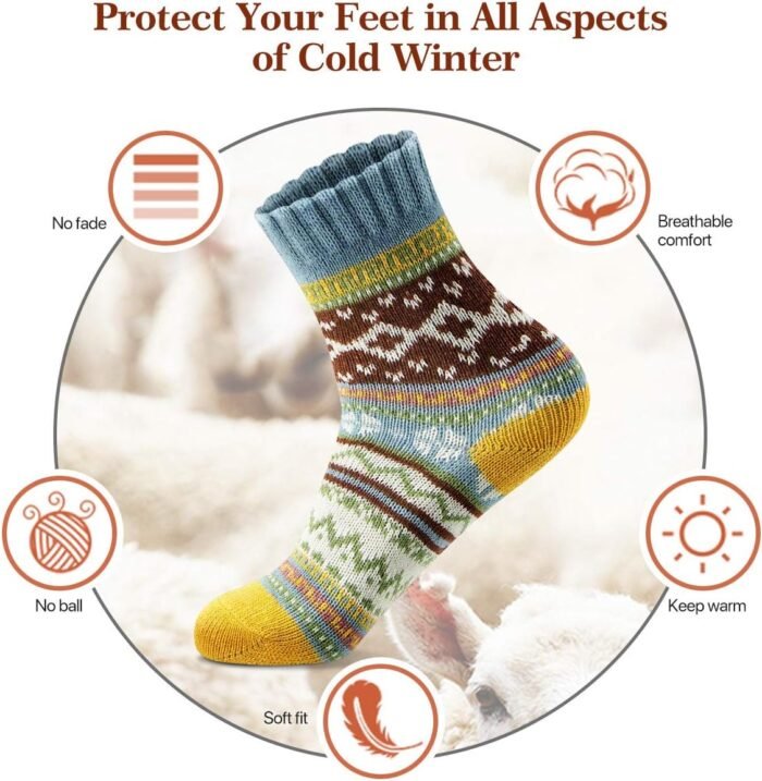 FYC Women Socks Winter - Gifts for Women - Warm Thick Soft Wool Socks Christmas Gifts Socks Cozy Crew Socks - Image 4