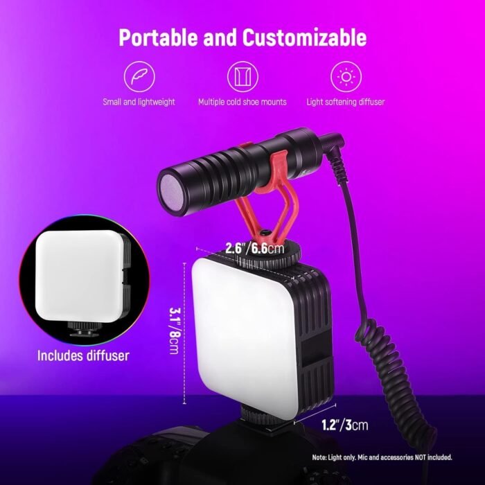 NEEWER Magnetic RGB Video Light, 360° Full Color RGB61 LED Camera Light with 3 Cold Shoe Mounts/CRI 97+/20 Scene Modes/2500K-8500K/2000mAh Rechargeable Portable Photography Selfie Lighting - Image 6
