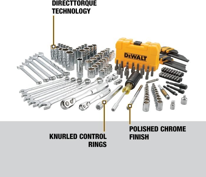 DEWALT Mechanics Tools Kit and Socket Set, 142-Piece, 1/4 & 3/8" Drive, MM/SAE (DWMT73802) - Image 2