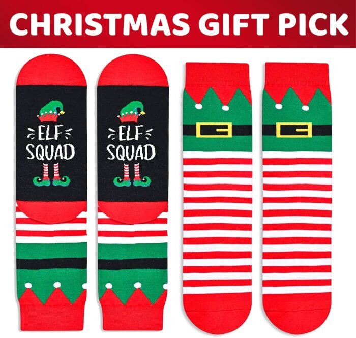 Zmart Christmas Gifts Stocking Socks for Women Men - Secret Santa Socks Xmas Stocking Stuffers for Teens, Elf Socks Elf Gifts for Dad Mom - Image 3