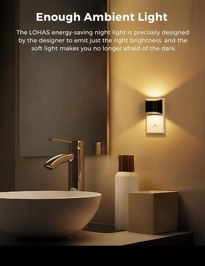 L LOHAS LED Night Lights Plug into Wall 2 Pack, Dusk to Dawn Sensor Nightlight, Brightness Adjustable, 3000K Soft White - Image 2
