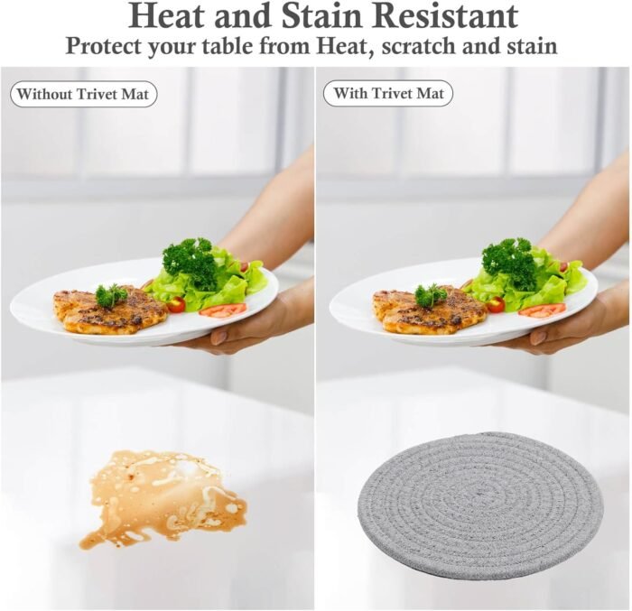 Billbotk 7" Trivets for Hot Dishes, Hot pots and Pans, 4 Heat Resistant Hot Pads, Pot Holders for Kitchen, Hot Plate Mats for Kitchen Countertops, Table, Home Essentials, Farmhouse Decor - Image 5