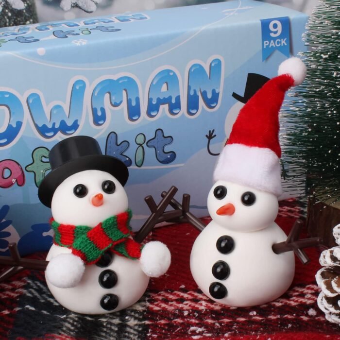 BANBBUR 9 Pack Build a Snowman Kit Snowman Crafts for Kids,Modeling Clay Snowman DIY Kit, Christmas Stocking Stuffers for Kids,Christmas Crafts Xmas Gift - Image 7