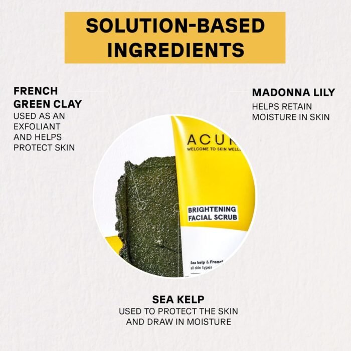 Acure Brightening Facial Scrub for a Youthful, Brighter, Radiant Complexion | With Sea Kelp & French Green Clay, 4 Fl Oz - Image 3
