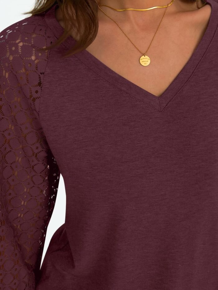 AUTOMET Womens Long Sleeve Shirts V-Neck Lace Tops Business Casual Blouses Tee Trendy 2024 Fall Fashion Outfits Clothes - Image 5