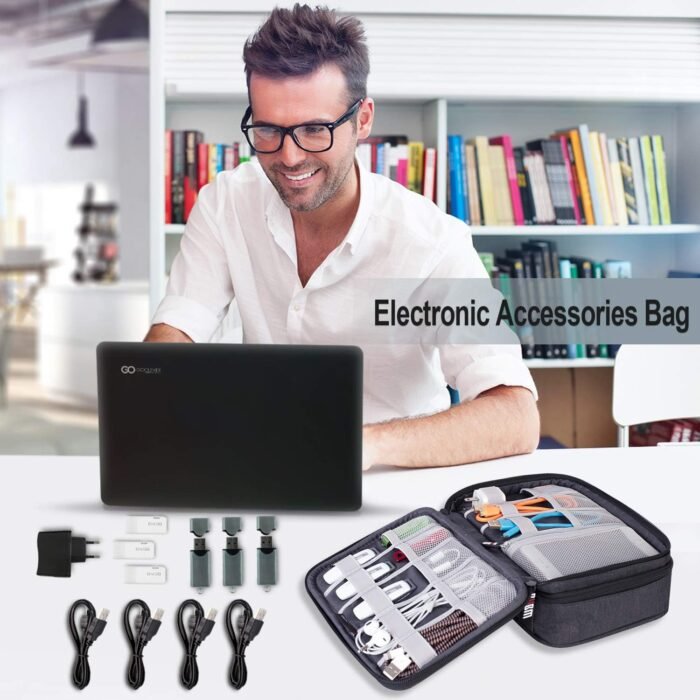 BUBM Electronic Organizer, Double Layer Travel Gadget Storage Bag for Cables, Cord, USB Flash Drive, Power Bank and More-a Sleeve Pouch for 7.9" iPad Mini(Medium,Black) - Image 7