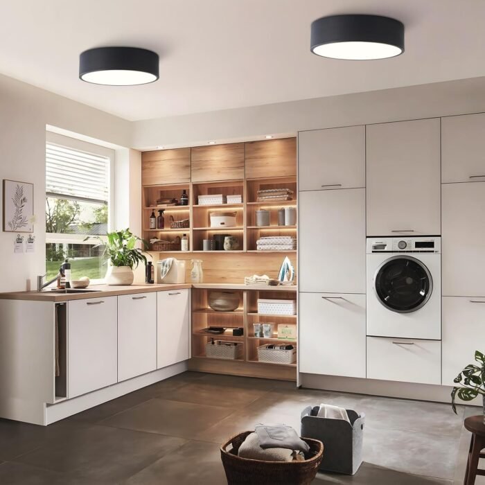 Modern Dimmable Round LED Flush Mount Ceiling Light Fixture, Mounted Ceiling Lighting Fixtures Black,5CCT 2700-6000K,Ceiling Lamp for Kitchen Hallway Bedroom Laundry Room Hall Entryway,11.8" - Image 5