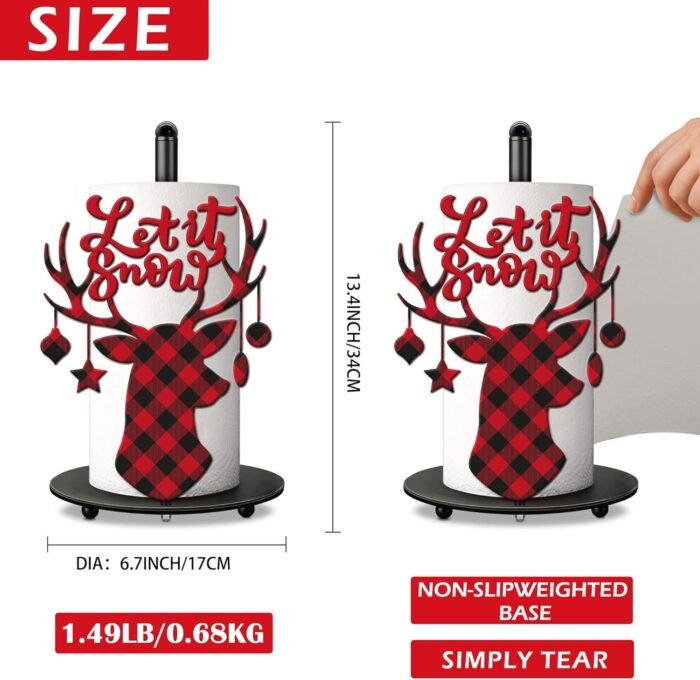 Christmas Decor Christmas Paper Towel Holder, Christmas Bathroom Decor, Christmas Kitchen Decor Accessories Stand, Metal Christmas Decorations Indoor for Kitchen, Large Towel Stand for Countertop - Image 2