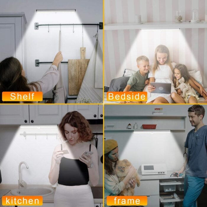 Diomart Under Cabinet Lighting, Wireless Rechargeable Under Counter Lights with Remote Control, 20- LED Dimmable Led Closet Light Stick-on Anywhere Touch Night Light for Kitchen, Wardrobe (4 Pcs) - Image 7
