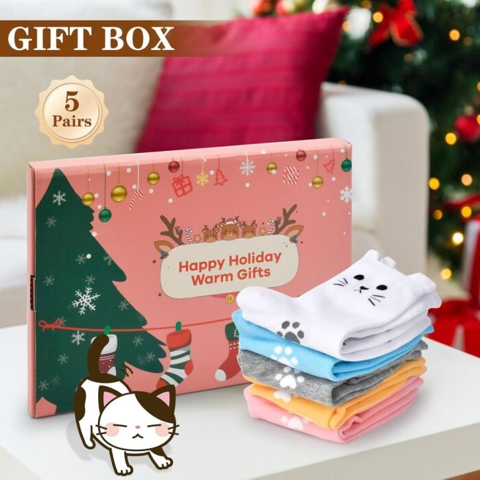 Stocking Stuffers for Women Adults, Christmas Gifts for Women Her Grils Girlfriend Teen Girls Funny Gifts Cat Socks - Image 5