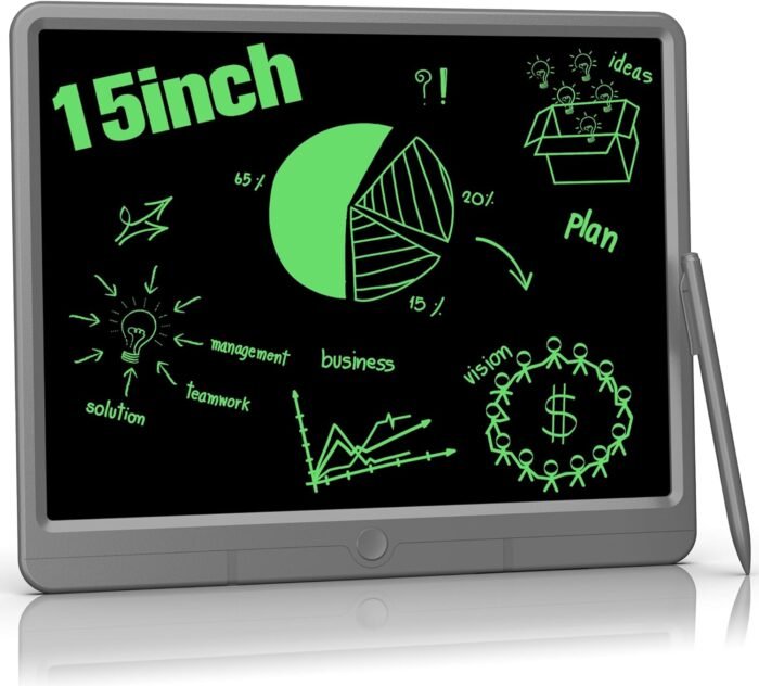 TUGAU LCD Writing Tablet 15 Inch, Erasable Electronic Writing Pad, Large Doodle Board, Portable Drawing Tablet Gift for Kids & Adults, Digital Paper Handwriting Pad for Business Office Homeschool