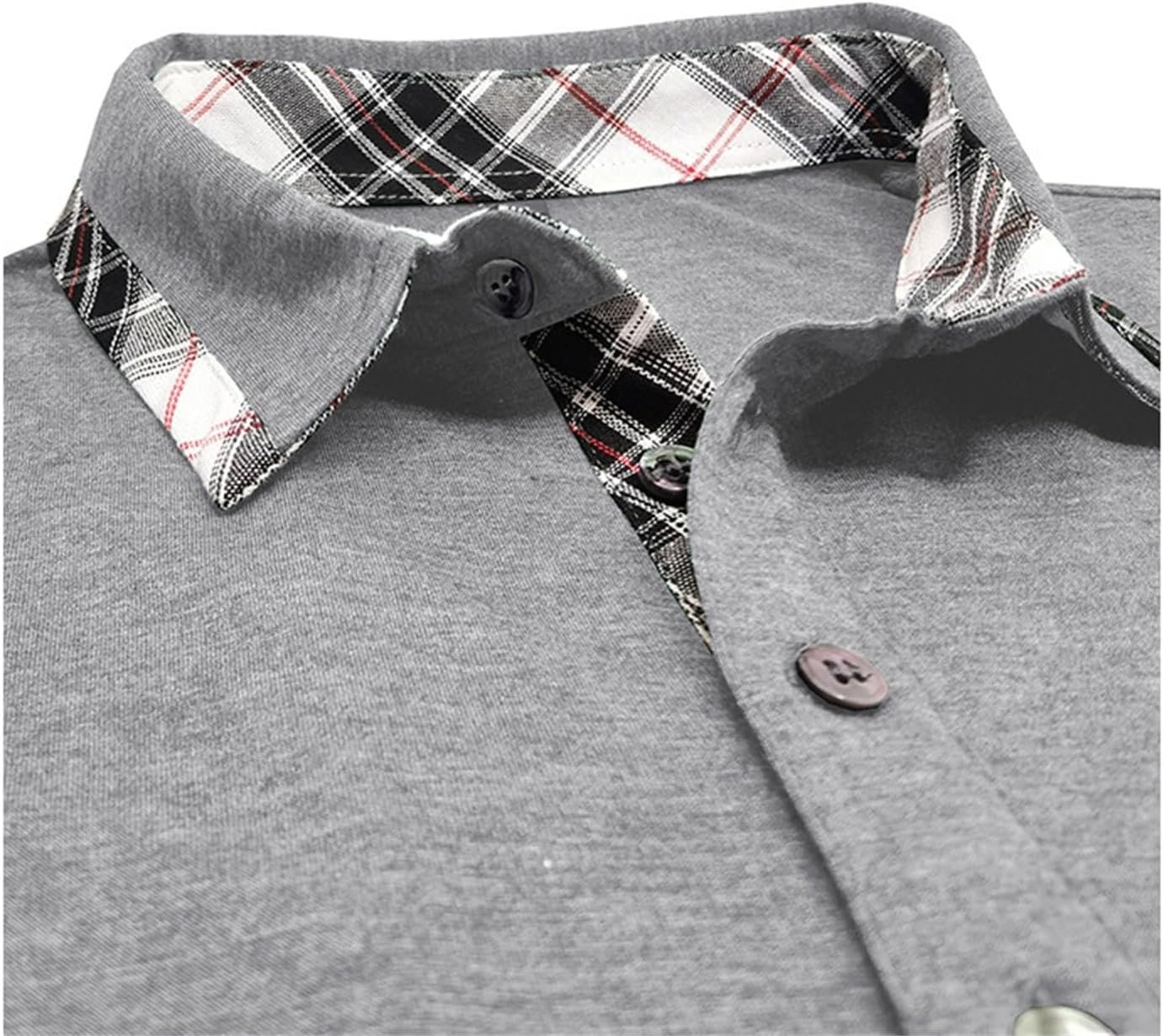 Mens Long Sleeve Polo Shirts Flip Collar Golf Tops Button V Neck Solid Color T Shirts Casual Cotton Tees with Pocket - Image 4