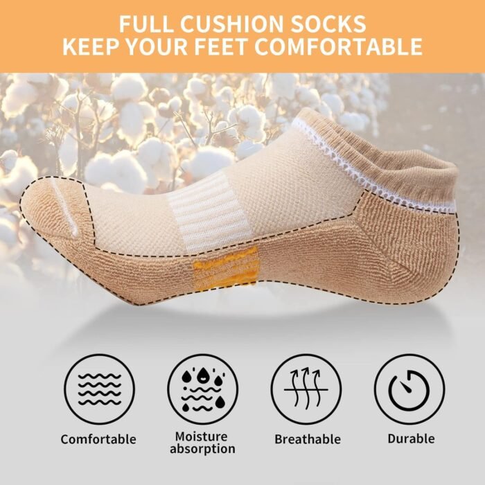 Running Ankle Socks for Women Athletic Cotton Cushioned 5-6 Pairs Workout No Show Socks Women - Image 3