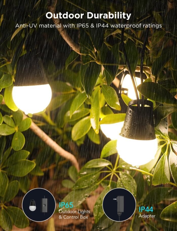 Govee Smart Outdoor String Lights 2, 144ft RGBIC Outdoor Lights with Dimmable Warm White LED Bulbs for Christmas, 47 Scene Modes for Patio, Backyard, IP65 Waterproof, Works with Alexa, App Control - Image 6