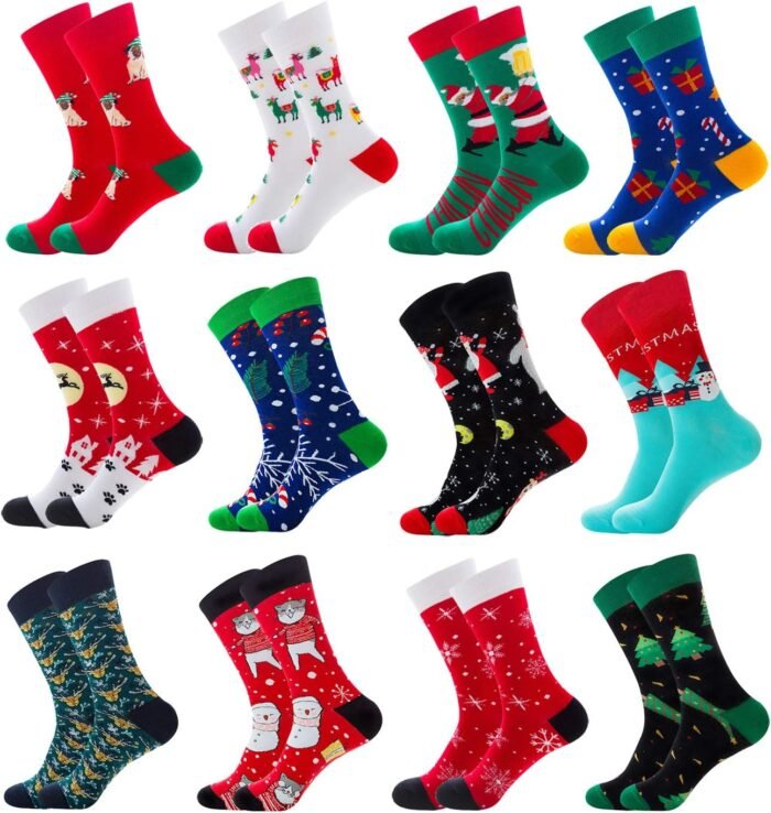 Gellwhu Men's Christmas Socks, Christmas Gifts for Men Women Stocking Stuffers Large Holiday Fun Novelty Cotton Socks - Image 2