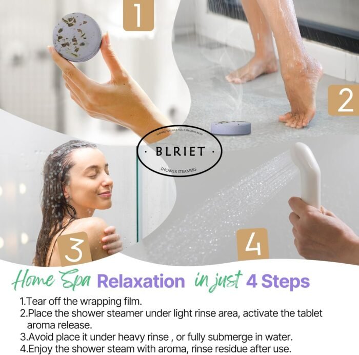 Shower Steamers Aromatherapy BLRIET 8 Pack Gifts for Women, Men, Mom, Teen Lavender Natural Essential Oil Home Spa Self Care Relaxation Stress Relief Shower Bombs Birthday Gifts Stocking Stuffers - Image 6