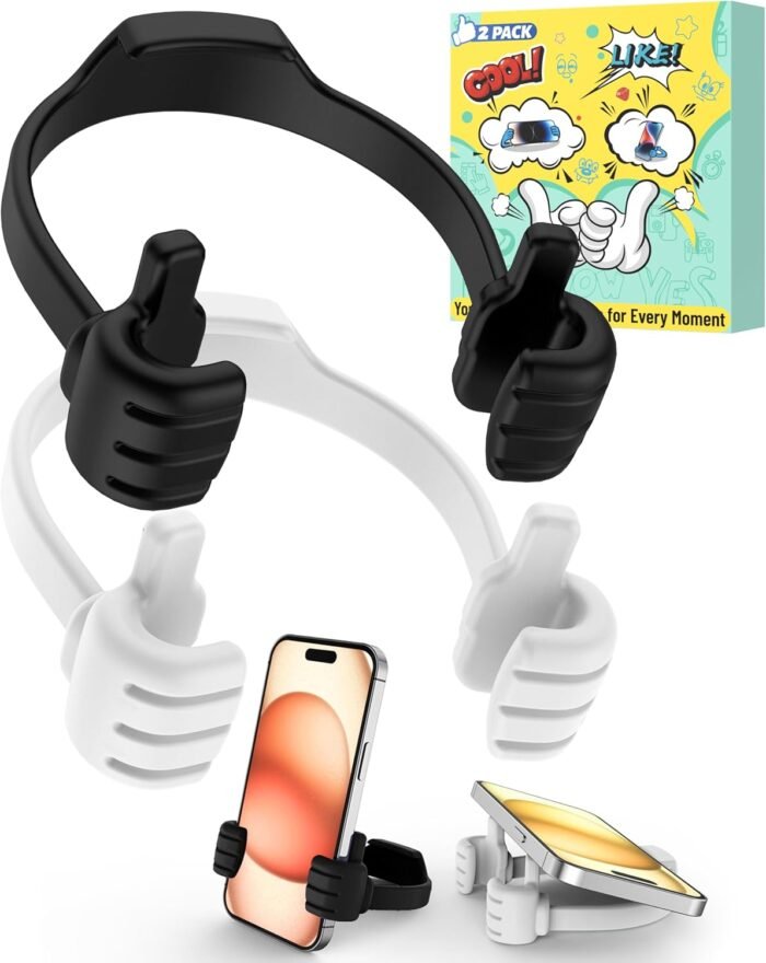 for Teens Women Men: 2 Pack Thumbs Up Lazy Phone Stand Holder for Desk Funny Useful White Elephant Gag Gifts for Adults Teenage Stocking Stuffers for Teen Girls Boys Gifts Trendy Stuff