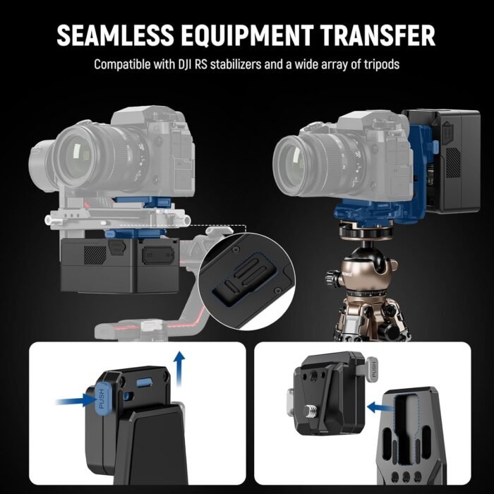 NEEWER V Mount Battery Plate with NATO Rails, Arca Type Baseplate for RS4 Pro RS3 Pro Gimbal, Modular DSLR Camera Video Rig Compatible with SmallRig V Lock Battery Camera Cage, PS016 - Image 4