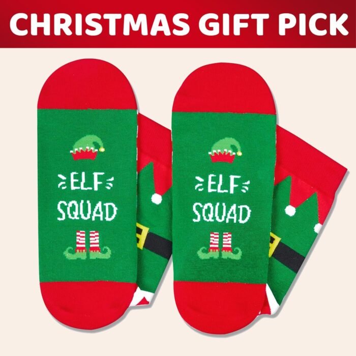 HAPPYPOP Christmas Gifts Stocking Socks for Women - Secret Santa Socks Black Elf Socks for Teens, Xmas Stocking with Greeting Card for Mom Dad - Image 6