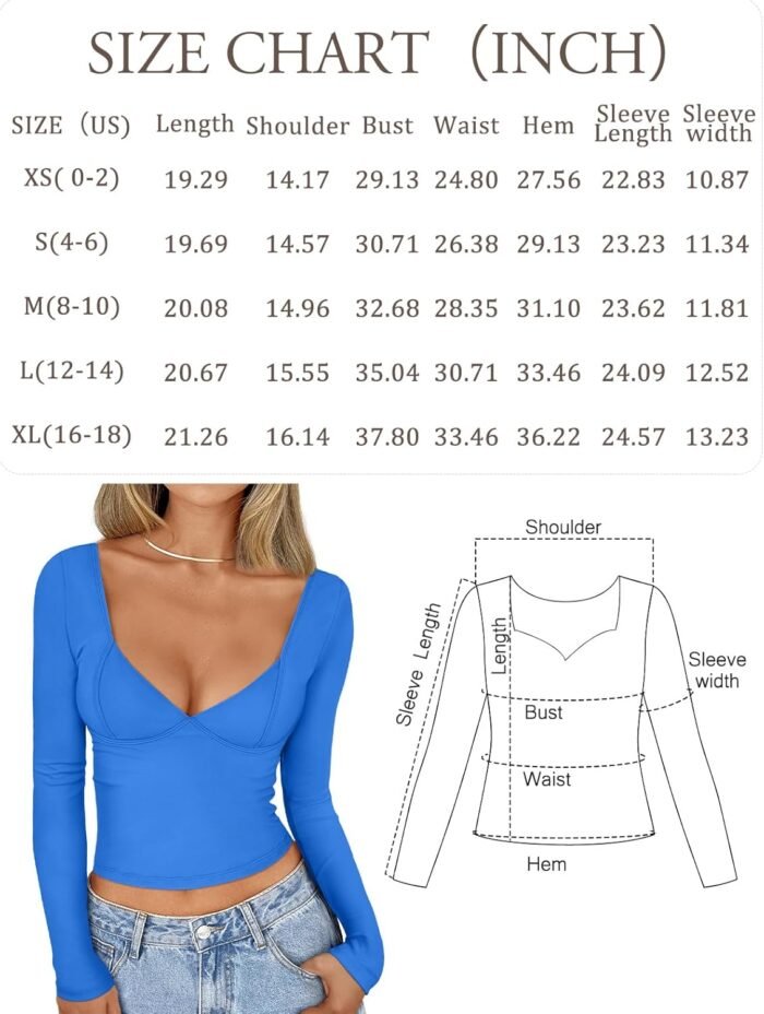 Trendy Queen Womens Tops Trendy Fashion Clothes Going Out Long Sleeve Shirts V Neck Basic Y2K Cute Shirt Slim Fitted Corset - Image 6