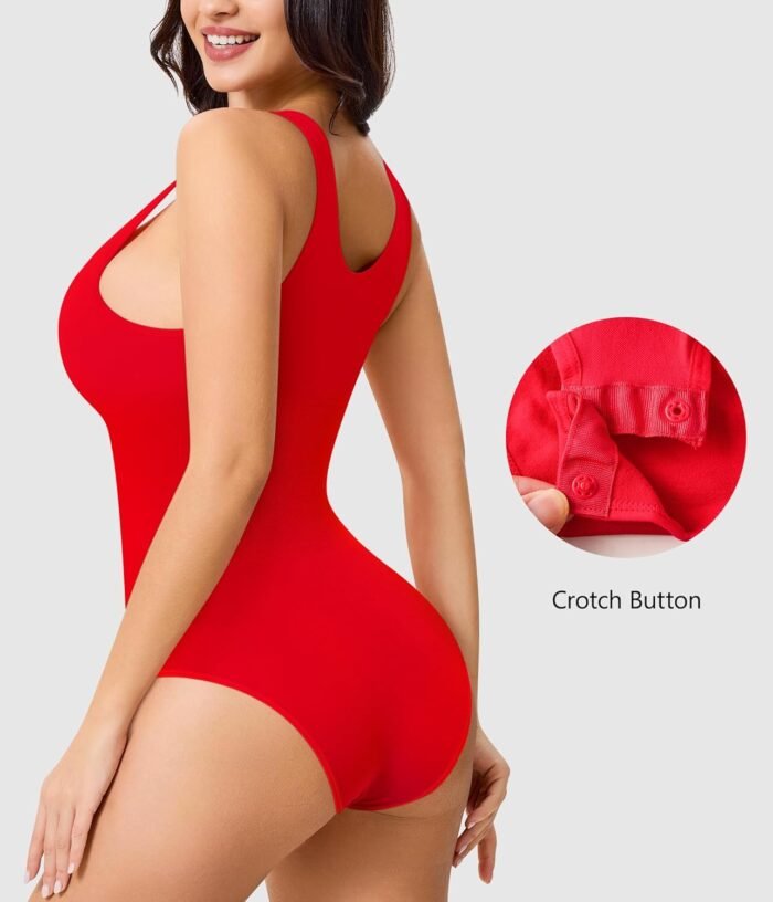 Tank Top Bodysuit for Women Tummy Control Slim fit Sleeveless Body Suit Round Neck - Image 3