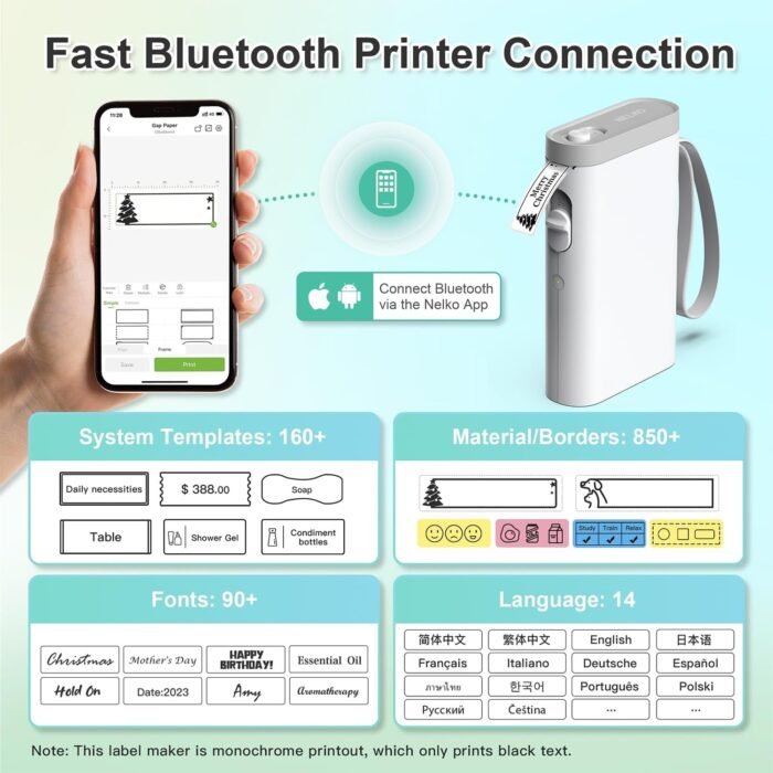 Nelko Label Maker Machine with Tape, P21 Bluetooth Label Printer, Wireless Mini Label Makers with Multiple Templates for Organizing Office Home, White - Image 3