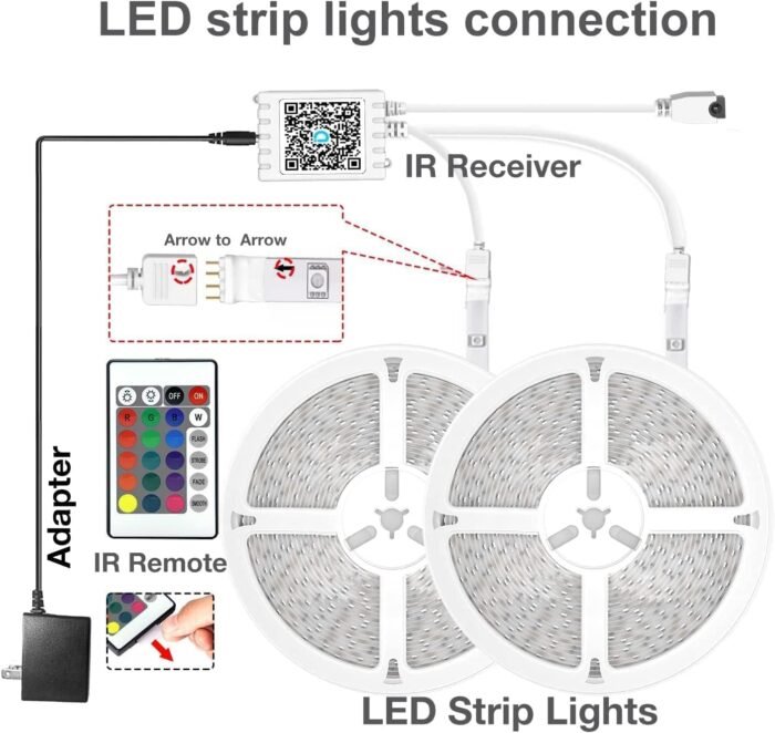 DAYBETTER LED Strip Lights 130ft Lights Strip for Bedroom, Desk, Indoor Room Bedroom Brithday Gifts RGB Decor with Remote and 24V Power Supply - Image 6