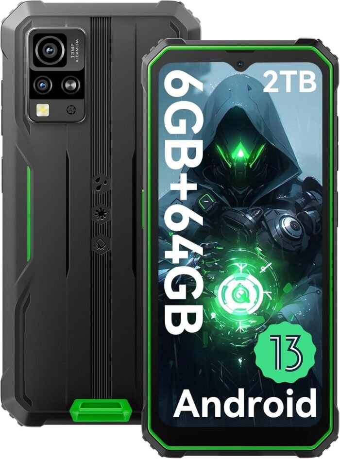 Blackview Rugged Phones Unlocked, 2024 BV4800 Rugged Smartphone, 6GB+64GB/SD 2TB, Android 13, 5180mAh, 6.56''HD+, IP69K Waterproof Smart Phone, Fingerprint Unlock, 4G, NFC, 3 Card Slots, Glove Mode