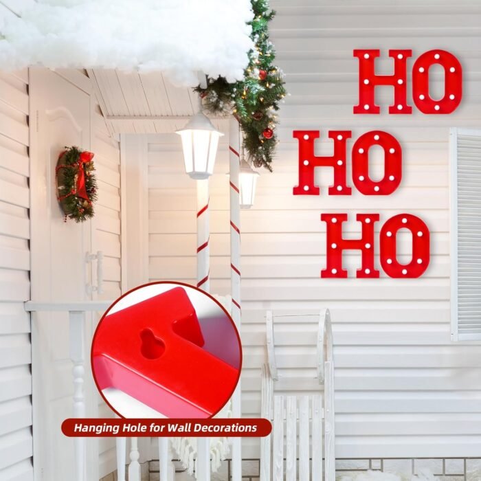 EDYCON Christmas Letter Lights Sign Table Decorations Christmas LED Light up Letters Battery Powered Letter for Home Bar Party Bedroom Tabletop Indoor Decor Gift(HOHOHO) - Image 6
