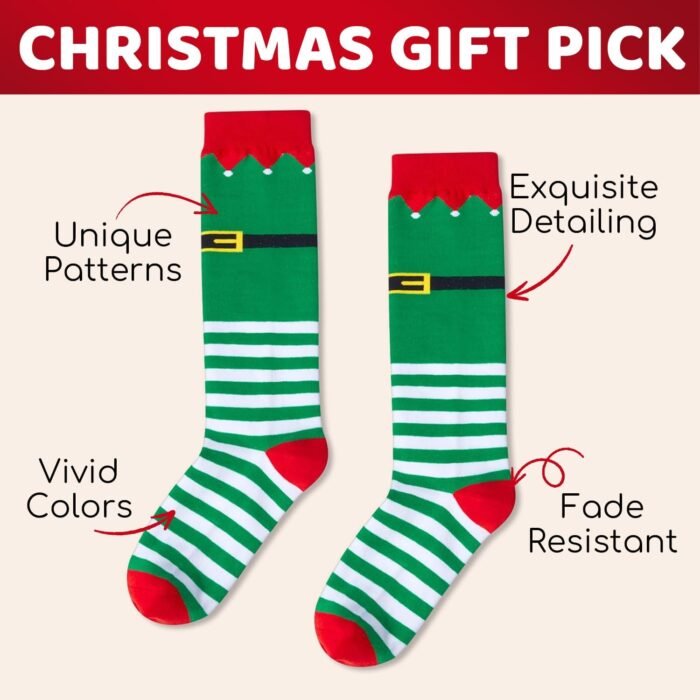 Christmas Gifts Stocking Socks For Girl Boy- Little Elf Socks Xmas Stocking Stuffers 2-12 Years - Image 3