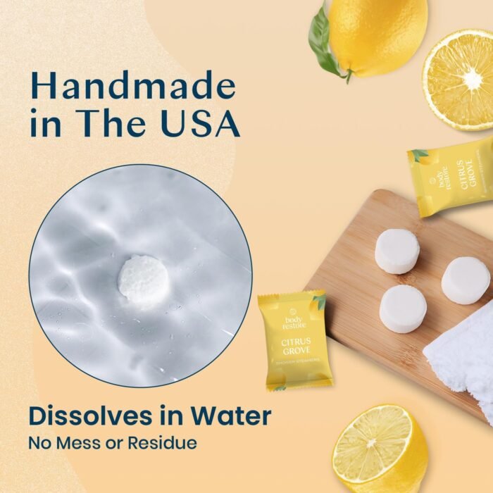 Body Restore Shower Steamers Aromatherapy 15 Pack - Christmas Gifts for Women, Stocking Stuffers, Birthday Gifts for Mom, White Elephant Gift, Travel Essentials, Self Care - Citrus - Image 4