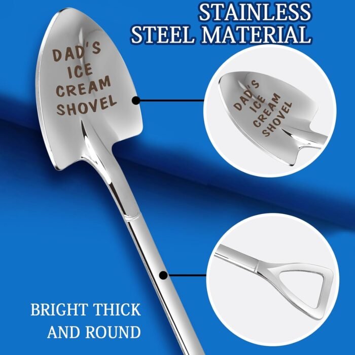 Gifts for Dad Stocking Stuffers for men dad father gifts Dad Ice Cream Spoon Scoop for Ice Cream Lovers, Dad Christmas Gifts for dad from Daughter Funny Engraved Stainless Steel Spoon Shovel - Image 4