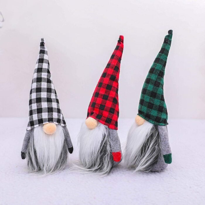 Gnomes Christmas Decorations 3PC Handmade Santa Scandinavian Tomte Plush Gnom, Home Tabletop Ornaments Christmas Gnome Decor for Adults. - Image 3