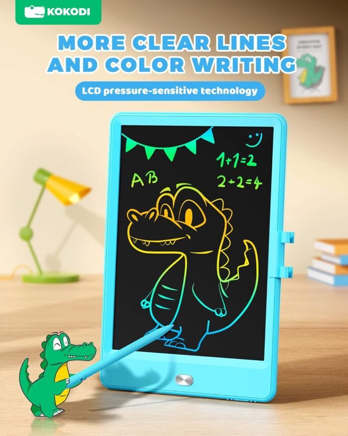 KOKODI LCD Writing Tablet 8.5-Inch Colorful Doodle Board, Electronic Drawing Tablet Drawing Pad for Kids, Educational and Learning Kids Toys Gifts for 3 4 5 6 7 8 Year Old Boys and Girls(Blue) - Image 3
