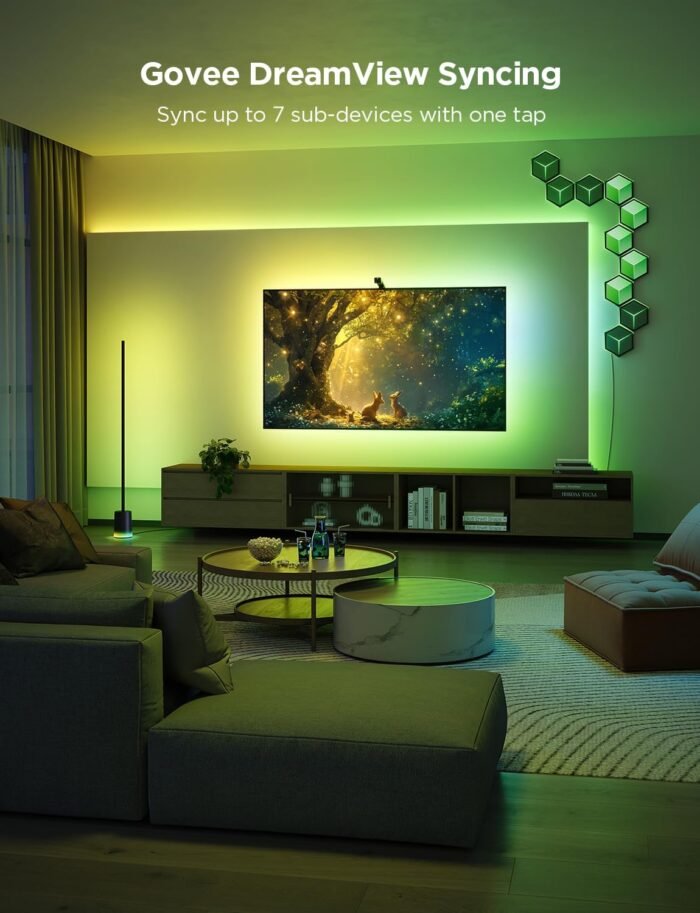 Govee TV Backlight 3 Lite with Fish-Eye Correction Function Sync to 75-85 Inch TVs, 16.4ft RGBICW Wi-Fi TV LED Backlight with Camera, 4 Colors in 1 Lamp Bead, Voice and APP Control, Adapter - Image 5