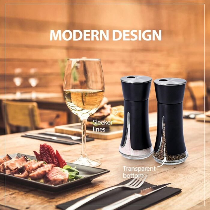 Black Salt and Pepper Shakers by Aelga,Black Kitchen Accessories, Black Decor for Kitchen,Restaurants,Camp,BBQ - Image 4
