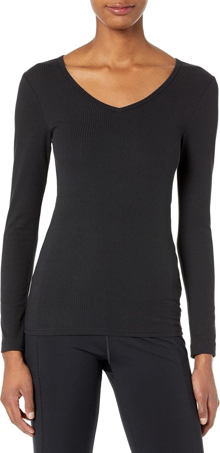 Amazon Essentials Women's Slim-Fit Layering Long Sleeve Knit Rib V-Neck (Available in Plus Size), Pack of 2 - Image 2