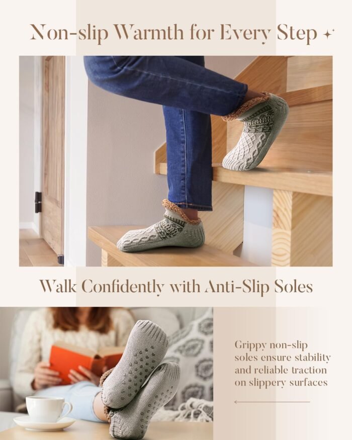 Stocking Stuffers for Adults Men Him: Fuzzy Slipper Socks with Grips Winter Thick Warm Cabin Thermal Socks Comfy Non Slip, Christmas Gifts for Men Husband Dad Grandpa Him Boyfriend Cozy Holiday Gifts - Image 4