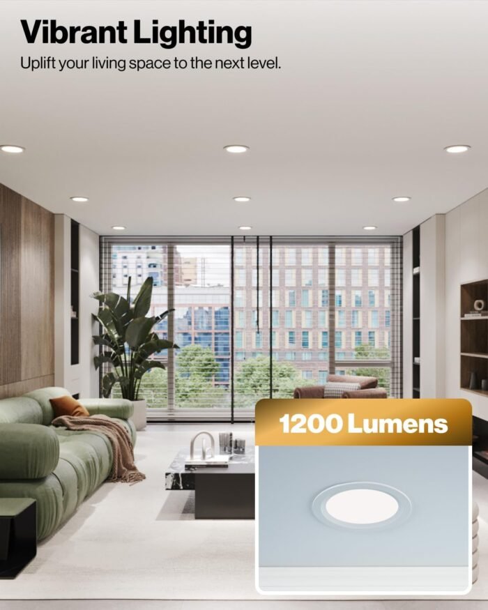 Sunco 12 Pack 6 Inch Ultra Thin LED Recessed Ceiling Lights Slim, Night Light, Baffle Trim, 2700K/3000K/4000K/5000K/6000K Selectable, Dimmable, 14W, Canless Wafer with Junction Box - ETL - Image 3