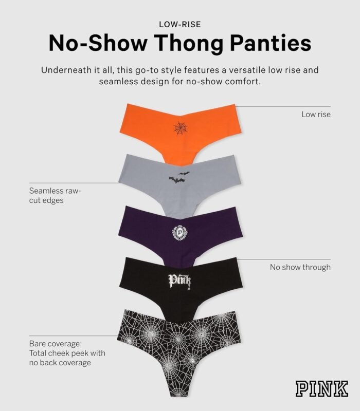Victoria's Secret PINK Women's No Show Thong Underwear, Panties for Women, Multi Pack (XS-XXL) - Image 4