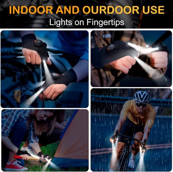 LED Flashlight Gloves Stocking Stuffers For Men Christmas Birthday Gifts For Dad Adults Him Husband Grandpa White Elephant Father's Day Cool Gadgets For Camping Fishing Car Repairing Gloves With Light - Image 5