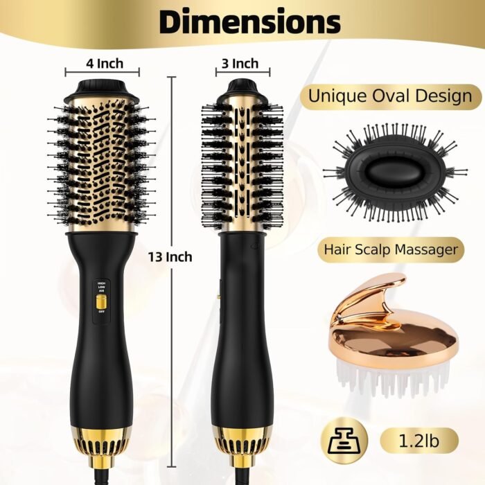 4-in-1 Hot Air Brush with Oval Barrel - Salon-Grade Styling Tool for All Hair Types - Image 3