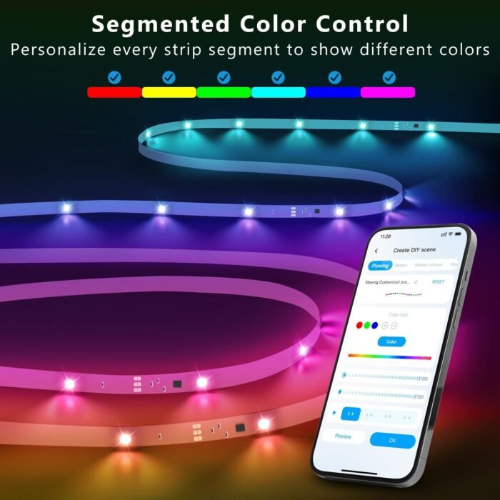 DAYBETTER RGB Smart IC LED Strip Lights, LED Lights for Bedroom, DIY Multiple Colors on One Line, App Control Color Changing Strip Lighting Music Sync Home Decor 16.4 ft - Image 7