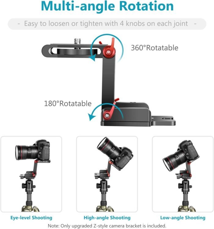 Neewer Upgraded Z-Flex Tilt Head Z Type Tripod Head with 4 Adjust/Fixing Knob, Quick Release Plate and Spirit Level for Tripod/DSLR Cameras Camcorders/Slider, Aluminium Alloy/Load Up to 6.6 Pounds - Image 5