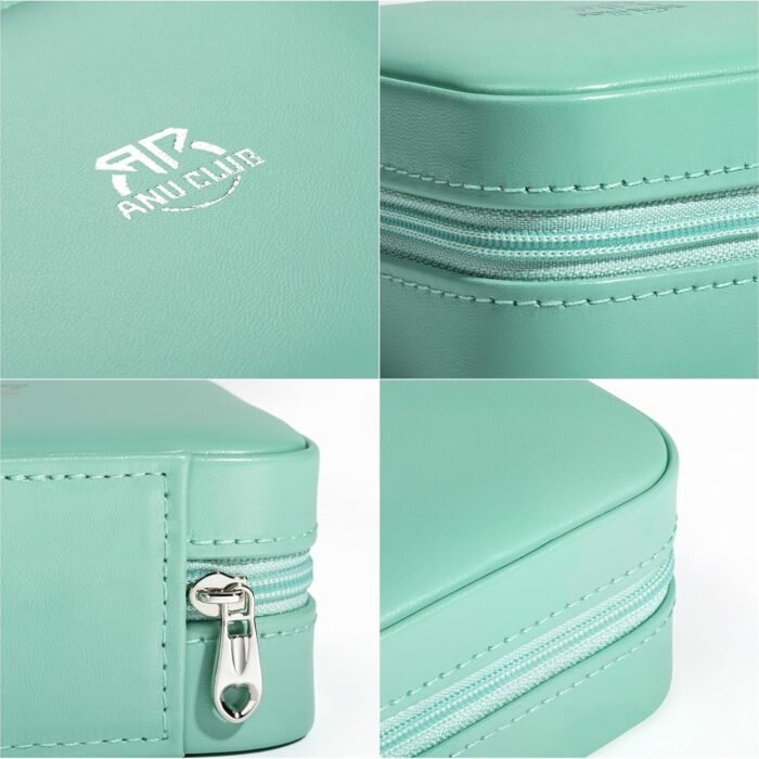 AnuClub Small Jewelry Box, Travel Jewelry Organizer Boxes for Women Portable PU Leather Jewellery Storage Case with Mirror for Earring Ring Necklace - Image 7