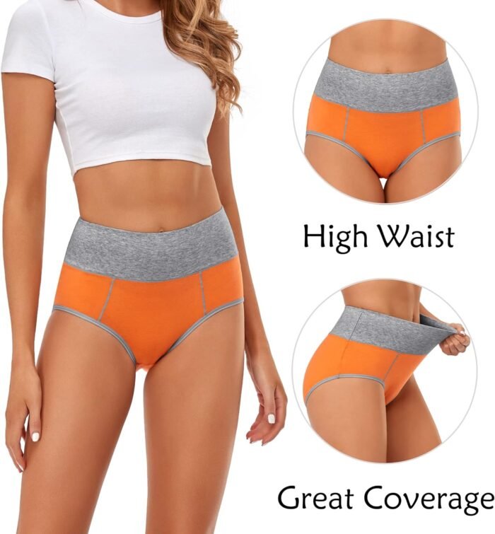 CULAYII High Waisted Underwear for Women Cotton No Muffin Top Full Coverage Briefs Soft Stretch Ladies Panties 5 Pack - Image 2