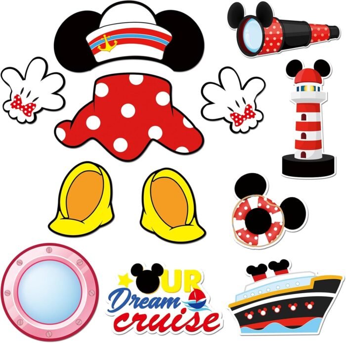 12 Pcs Cruise Door Magnet, Captain Red Mouse Cruise Door Decorations,Summer Life Funny Mouse Ears Magnet for DCL Cruise& Carnival Cabin Holiday Collectibles Decor