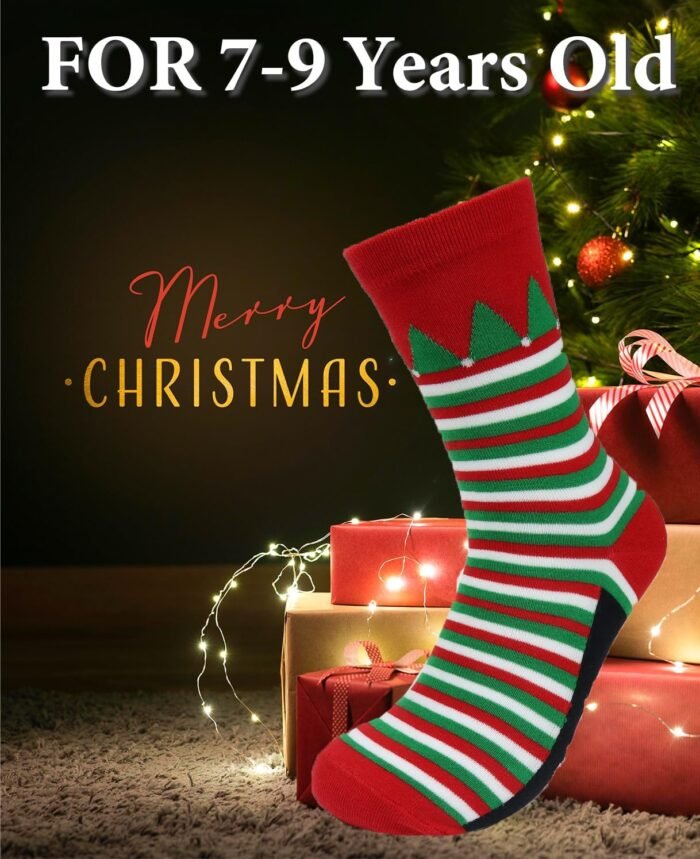 Christmas Gifts Stocking Socks for Kids 6-10 Years Old, Boys Girls Elf Socks, Elf Squad Socks for Kids Xmas Stocking Stuffers - Image 4